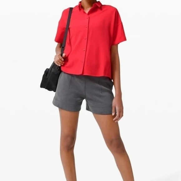 Lululemon Full Day Ahead Short Sleeve Shirt Red 2 - Picture 8 of 9